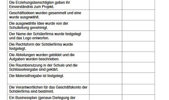 Checkliste-Schülerfirma