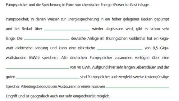 Arbeitsblatt: Großspeicher