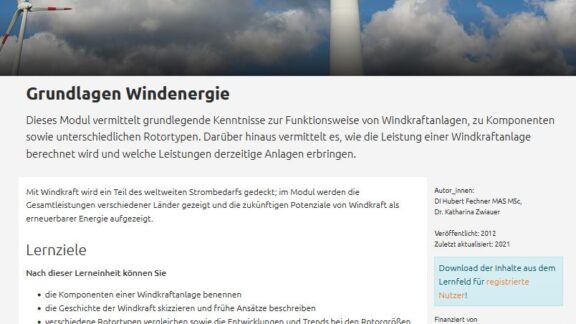 Unterrichtsmaterial: Grundlagen Windkraft Grundlagen Windenergie