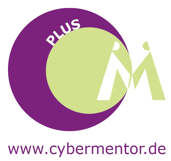 Logo von CyberMentor Plus: Ein großer lila Kreis mit einem überlappenden hellgrünen Kreis, der gemeinsam den Buchstaben „C