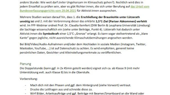 Unterrichtsmaterial: Was bedeutet Lützerath für die Klimabewegung?