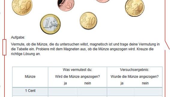 Vertiefendes Arbeitsblatt: Welche Münzen sind magnetisch?