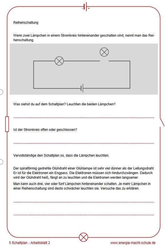 Arbeitsblatt: Der Schaltplan – Energie macht Schule