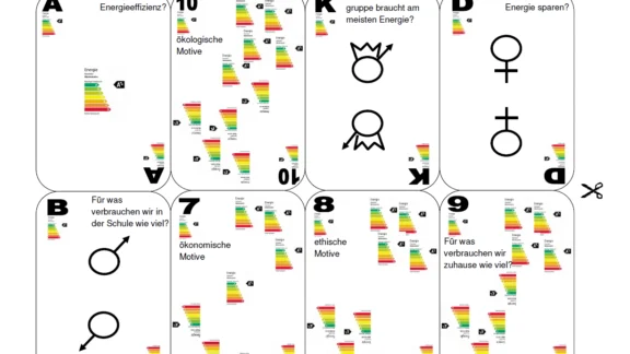 Spiel: Einunddreißig So sehen die Spielkarten zur Energieeffizienz aus.