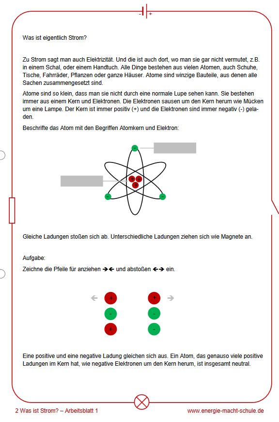 Arbeitsblatt: Was ist Strom? – Energie macht Schule